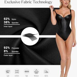 Popilush Leather Corset Bodysuit